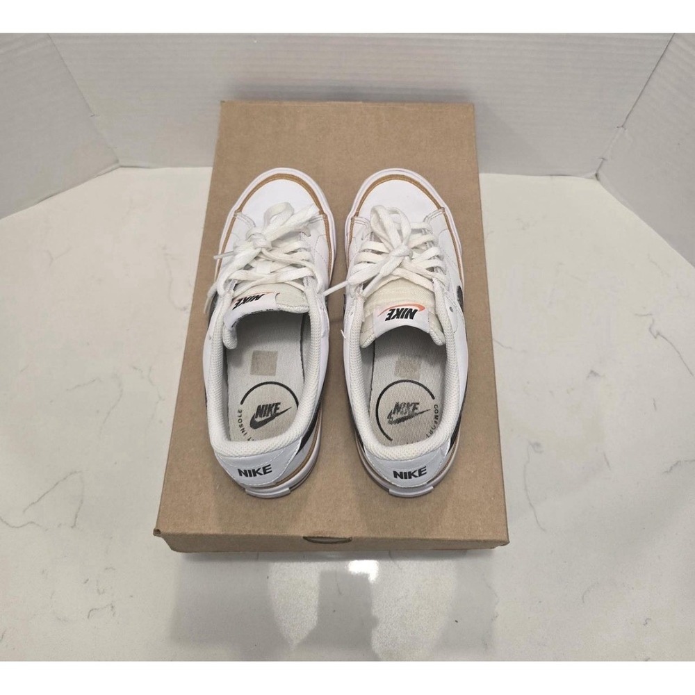 Nike Big Kids Court Legacy Next Nature Shoes White/Black Desert Ochre Size 4Y - Picture 6 of 8
